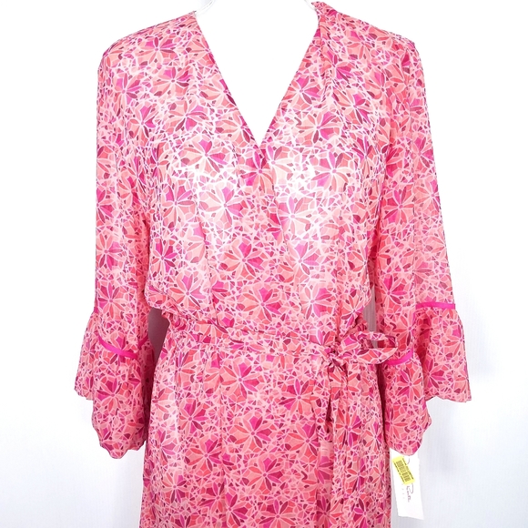 Oscar de la Renta Pink Label Chiffon Robe - Picture 2 of 6